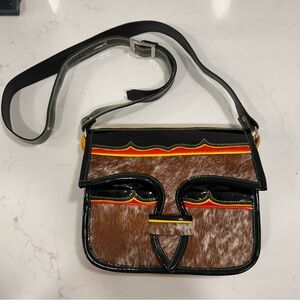Carriel El Tradicional Columbian Traditional Leather And Calf Fur Crossbody
